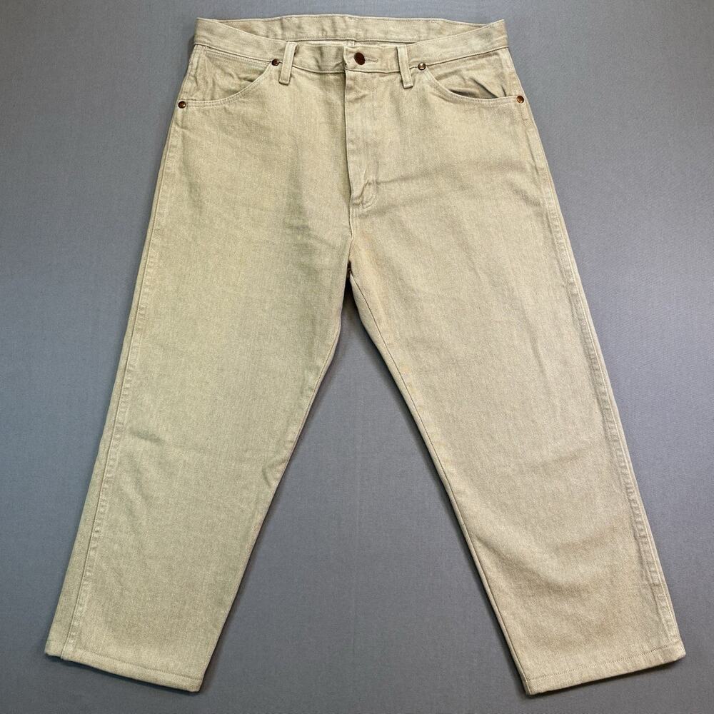 Wrangler 13MWZTN Cowboy Cut Jeans Mens 35x32 Tan Original Fit Western Denim